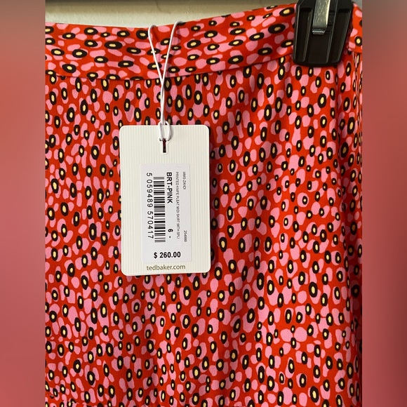 NWT Ted Baker Zandi Printed Knife Pleat Split Midi Skirt Size 6 (2XL) - Picture 11 of 12
